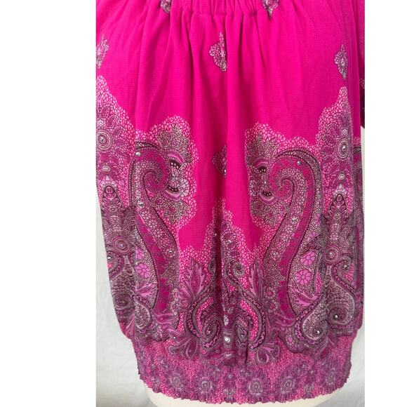 INC International Concepts Pink Paisley Top XL 100% Nylon - Picture 5 of 8